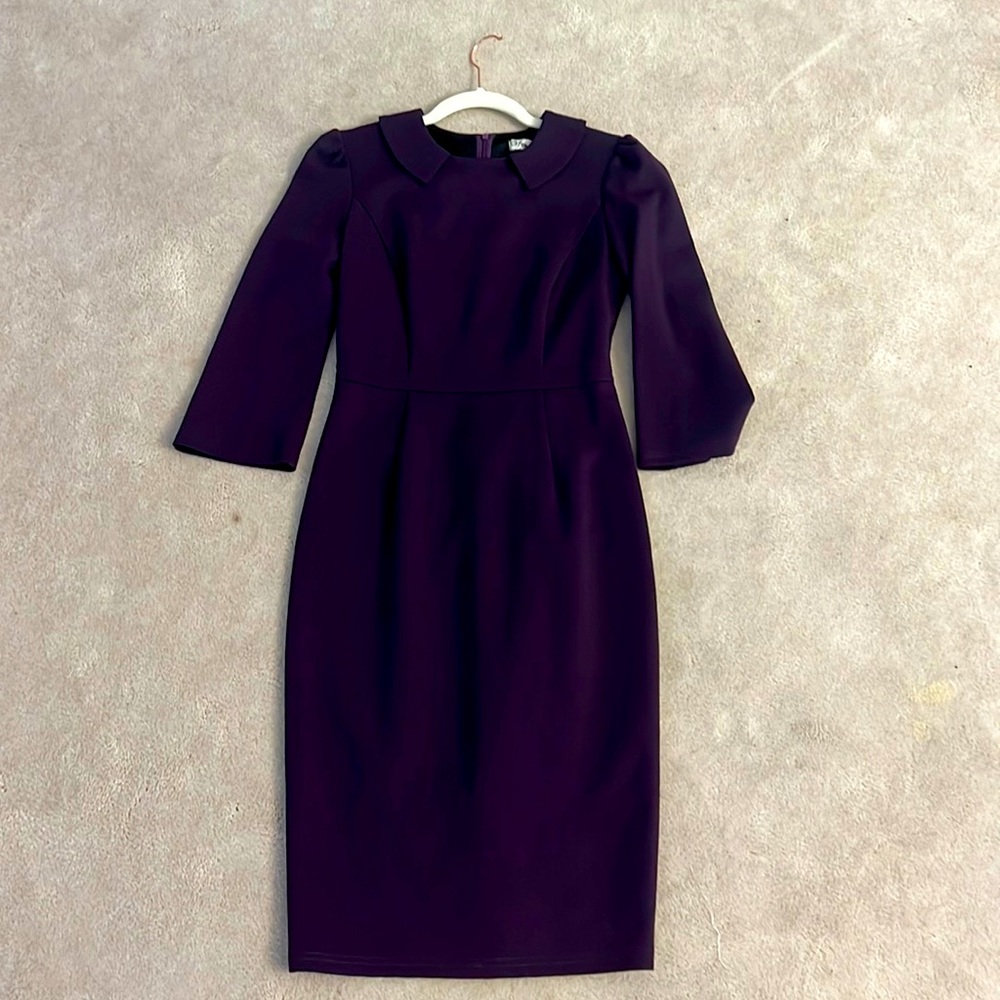 Dark purple 3/4 sleeve dress.